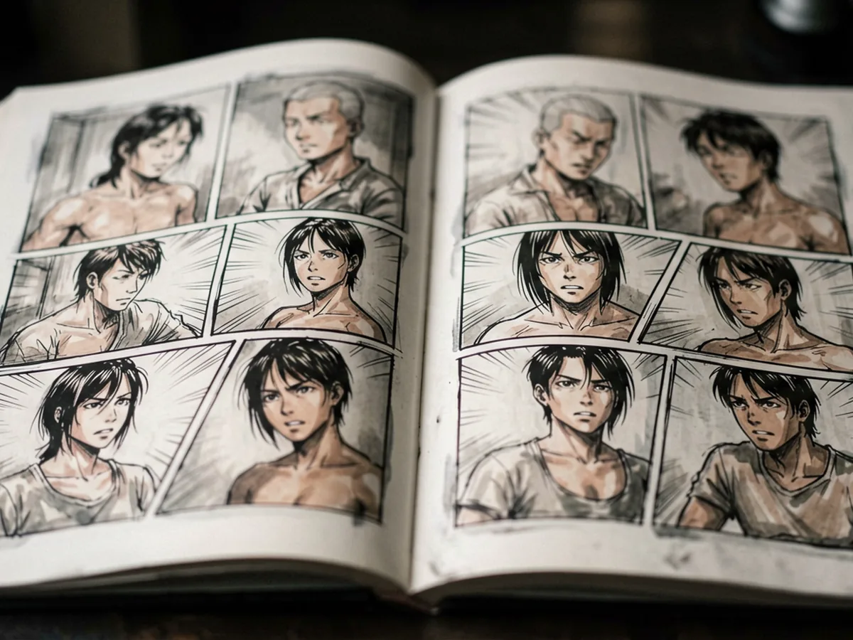 翻开的漫画内页特写，暗示连载更新